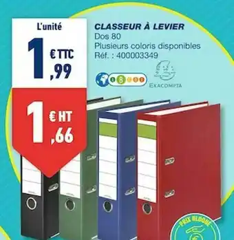 Bureau Vallée Classeur à Levier Exacompta offre