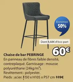 JYSK PEBRINGE Chaise de bar offre
