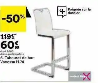 BUT Tabouret De Bar Vanessa H. 74 Modern Living offre