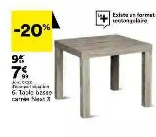BUT Table Basse Carrée Next 3 offre