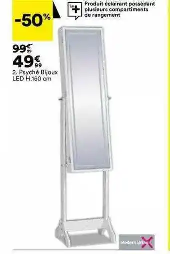 BUT Psyché Bijoux Led H.150 Cm Modern Living offre