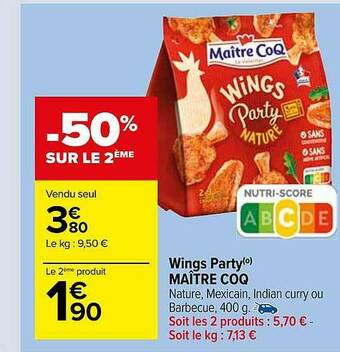 Carrefour Market Wings Party Maître Coq offre