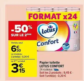 Carrefour Market Papier Toilette Lotus Confort offre