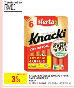Intermarché Hyper HERTA Knacki saucisses 100% pur porc sans nitrite x6 offre