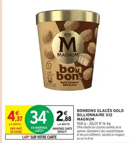 Intermarché Hyper MAGNUM Bonbons glacés gold billionnaire x12 offre