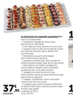 U Express Plateau de 63 canapés gourmet offre