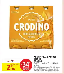 Intermarché Hyper CRODINO Apéritif sans alcool biondo offre