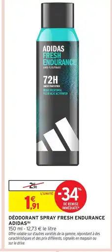 Intermarché Hyper ADIDAS Déodorant spray fresh endurance offre