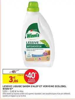 Intermarché Hyper WINNI'S Lessive liquide savon d'alep et verveine ecolebel offre