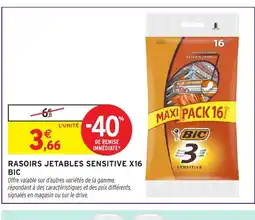 Intermarché Hyper BIC Rasoirs jetables sensitive x16 offre