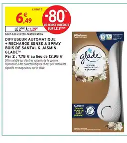 Intermarché Hyper GLADE Diffuseur automatique + recharge sense & spray bois de santal & jasmin offre
