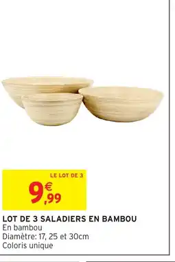 Intermarché Hyper Lot de 3 saladiers en bambou offre