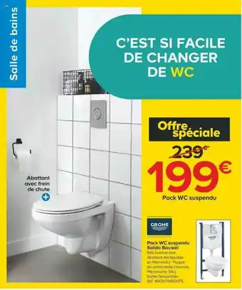 Castorama Pack Wc Suspendu Solido Bausail Grohe offre