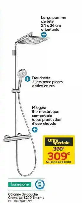 Castorama Colonne De Douche Crometta E240 Thermo Hansgrohe offre