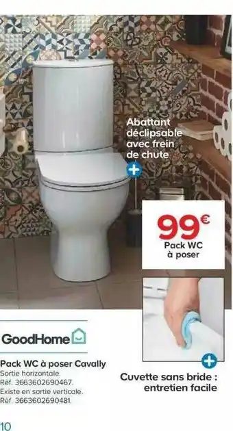 Castorama Pack Wc à Poser Cavally GoodHome offre