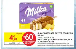 Intermarché Express MILKA Glace bâtonnet butter cookie x4 offre