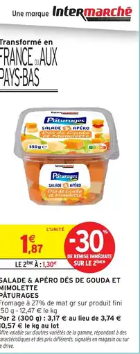 Intermarché Express PÂTURAGES Salade & apéro dés de gouda et mimolette offre