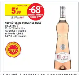 Intermarché Express BILLETTE Aop côtes de provence rosé offre
