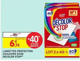 Intermarché Express DECOLOR STOP Lingettes protection couleurs 2x40 offre