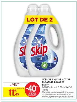 Intermarché Express SKIP Lessive liquide active clean 40 lavages offre