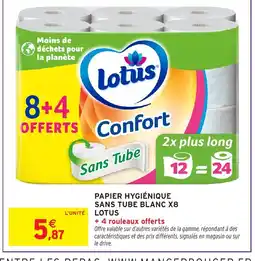 Intermarché Express LOTUS Papier hygiénique sans tube blanc x8 offre