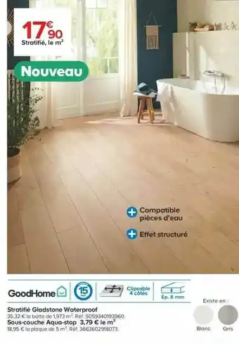 Castorama Stratifié Gladstone Waterproof GoodHome offre