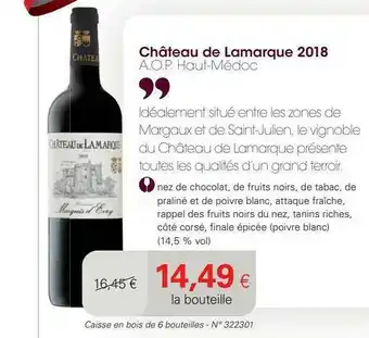 Colruyt Château De Lamarque 2018 A.o.p. Haut-médoc offre