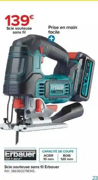 Castorama Scie Sauteuse Sans Fil Erbauer offre
