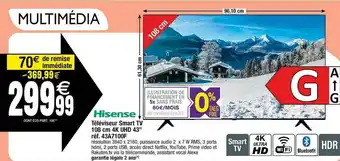 Cora x Carrefour Téléviseur Smart Tv 108 Cm 4k Uhd 43 offre