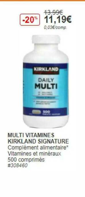 Costco Multi Vitamines Kirkland Signature offre