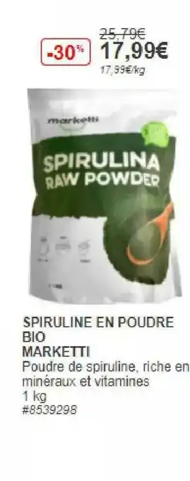 Costco Spiruline En Poudre Bio Marketti offre