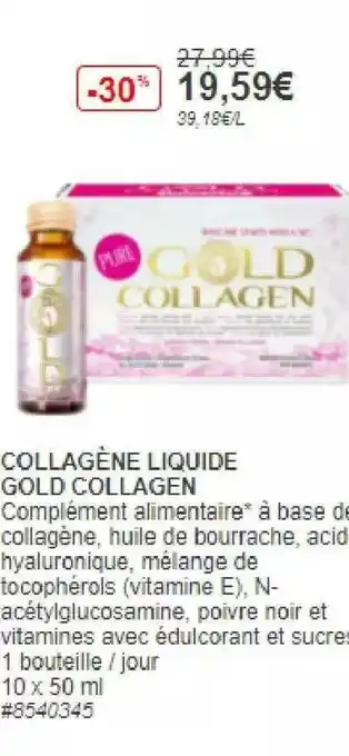 Costco Collagène Liquide Gold Collagen offre