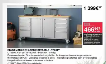 établi Mobile En Acier Inoxydable - Trinity