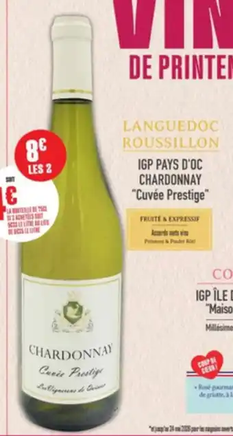 Igp pays d'oc chardonnay cuvée prestige