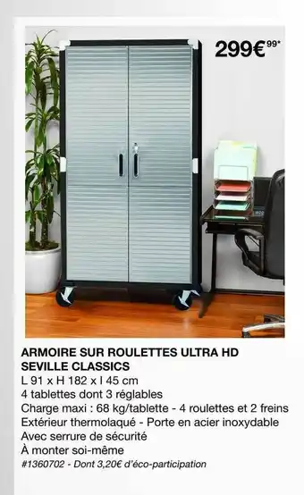 Costco Armoire Sur Roulettes Ultra Hd Seville Classics offre
