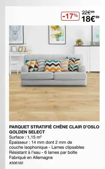 Costco Parquet Stratifié Chêne Clair D'oslo Golden Select offre
