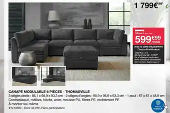 Costco Canapé Modulable 6 Pièces - Thomasville offre