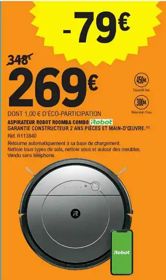 E.Leclerc Aspirateur Robot Roomba Combo Robot offre