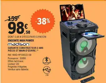 E.Leclerc Enceinte High Power Madison offre