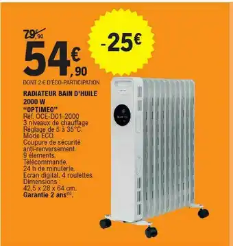 E.Leclerc Radiateur Bain D'huile 2000 W offre