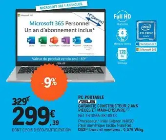 E.Leclerc Pc Portable Asus offre
