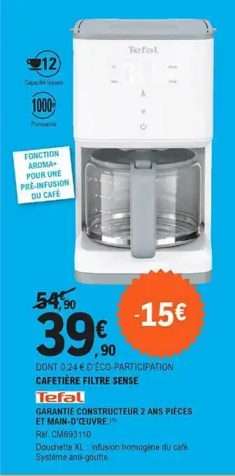 E.Leclerc Cafetière Filtre Sense Tefal offre