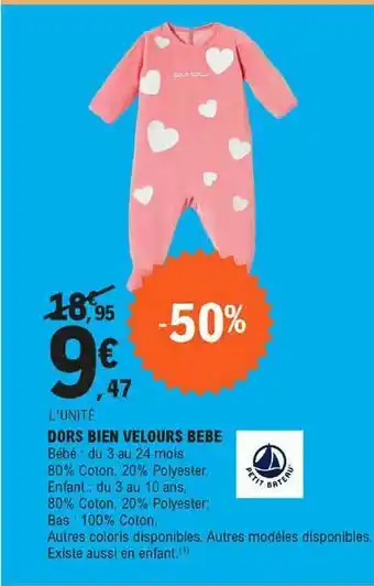 E.Leclerc Dors Bien Velours Bébé Petit Bateau offre