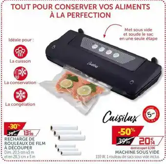 Gifi Cuisilux Machine Sous Vide Ou Recharge De Rouleaux Pour Film à Découper offre