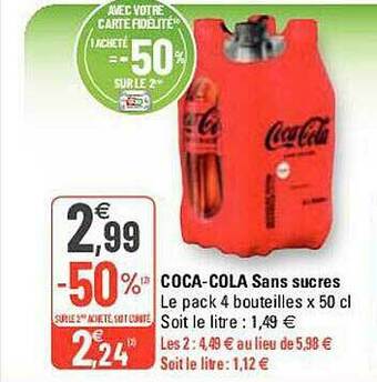 G20 Coca-cola Sans Sucres offre