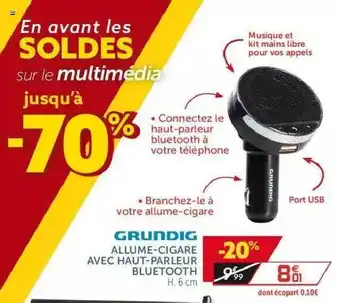 Grundig Allume-cigare Avec Haut-parleur Bluetooth