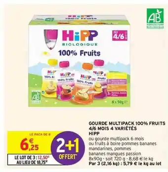 Intermarché Gourde Multipack 100% Fruits 4-6 Mois 4 Variétés Hipp offre