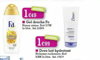 Gel Douche Fa, Dove Lait Hydratant