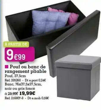Pouf Ou Banc De Rangement Pliable