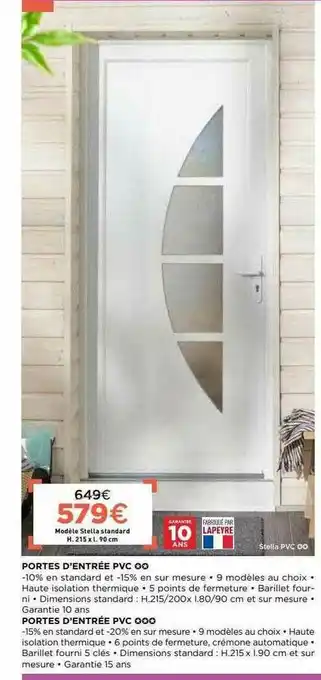 Lapeyre Portes D'entrée Pvc Oo, Portes D'entrée Pvc Ooo offre